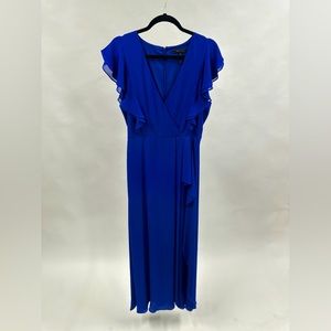 BCBGMaxAzria royal blue floor length formal wrap dress